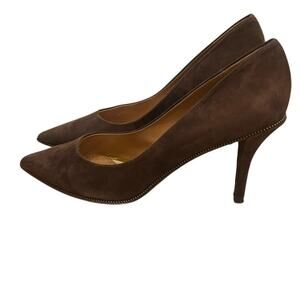 Givenchy brown suede kitten heel with zipper details Size:9